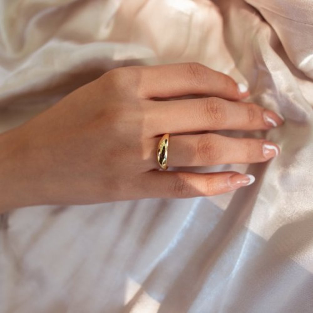 NWT Becca Dome Ring // 14kt Gold Vermeil (Size 7)